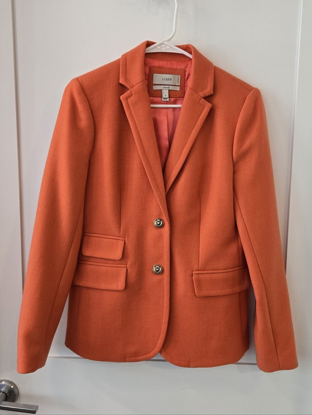 J.Crew Orange 100% Wool Blazer Sz 6